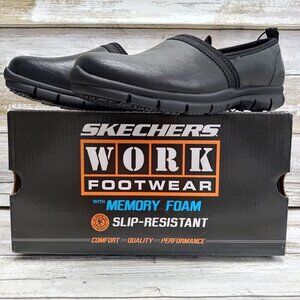 Skechers Women's Work Slip Resistant Memory Foam Slip On Shoes Black Sz 7.5